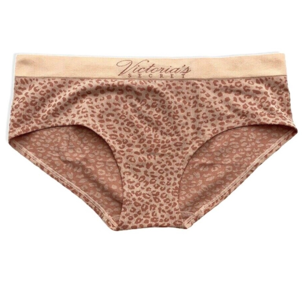 Victorias Secret Nwt Peach Leopard Animal Print Logo Sexy Hiphugger Panty XL